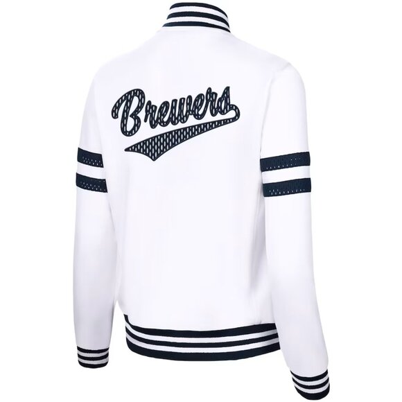 Milwaukee Brewers G-III 4Her by Carl Banks White Full-Zip Track Jacket Medium - Picture 3 of 6